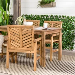 5pc Slatted Chevron Acacia Wood Patio Dining Set - Saracina Home 26 5pc Slatted Chevron Acacia Wood Patio Dining Set - Saracina Home -Garden & Outdoors GUEST a256c116 4b4a 49d2 b52f 9bccdb37bd39