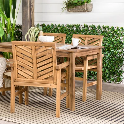 5pc Slatted Chevron Acacia Wood Patio Dining Set - Saracina Home 11 5pc Slatted Chevron Acacia Wood Patio Dining Set - Saracina Home - Image 9