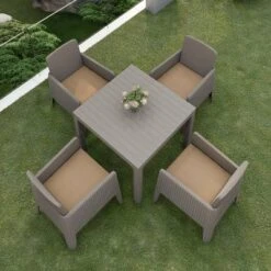 Lucca 5pc Dining Set With Cushions - Gray/Beige - DUKAP -Garden & Outdoors GUEST a2719d12 f1d7 4430 ac16 4ade90aeea98