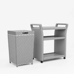 2pc Maksville Contemporary Outdoor Serving Cart & Trash Can - MiBasics -Garden & Outdoors GUEST a350bb2b a808 4f79 a852 cca52723d3a5