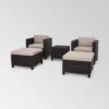 Waverly 5pc Faux Wicker Chat Set Dark Brown/Beige - Christopher Knight Home -Garden & Outdoors GUEST a3f0fb23 e621 4edc 98d2 d1341df4433f