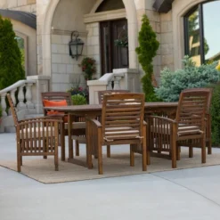 7pc Acacia Wood Patio Dining Set With Cushions - Saracina Home -Garden & Outdoors GUEST a451277b 3ed7 403f 81d1 4b7c21d4cf6f