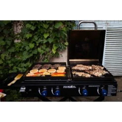 Razor Griddle Portable 4-Burner 40,000 BTU Gas Grill & Griddle Combo With 16" X 16" Cooking Surface Area, Foldable Cart & Steel Lid, Black 9 Razor Griddle Portable 4-Burner 40,000 BTU Gas Grill & Griddle Combo With 16" X 16" Cooking Surface Area, Foldable Cart & Steel Lid, Black -Garden & Outdoors GUEST a4676d3d d0a1 4b2a beb0 10b97532cae3