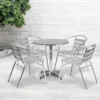 Flash Furniture Lila 27.5'' Round Aluminum Indoor-Outdoor Table Set With 4 Slat Back Chairs -Garden & Outdoors GUEST a5539c6a 290c 4f09 a0da 07d7d2c8ca94