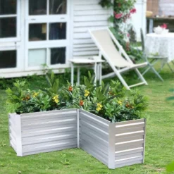 LuxenHome L-Shaped Galvanized Steel Raised Garden Bed Planter -Garden & Outdoors GUEST a6464c39 cb7e 4c9c 9a8b 21fa326602f2