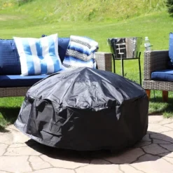 Sunnydaze Decor Sunnydaze Outdoor Heavy-Duty Weather-Resistant PVC And 300D Polyester Round Fire Pit Cover With Drawstring And Toggle Closure