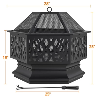 Yaheetech 28" Steel Fire Pit Outdoor Fireplace, Black 4 Yaheetech 28" Steel Fire Pit Outdoor Fireplace, Black - Image 2