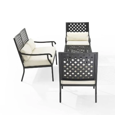 4pc Alistair Outdoor Steel Conversation Set Creme/Matte Black - Crosley 9 4pc Alistair Outdoor Steel Conversation Set Creme/Matte Black - Crosley - Image 7