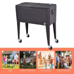 Costway Outdoor Rattan 80QT Party Portable Rolling Cooler Cart Ice Beer Beverage Chest 12 Costway Outdoor Rattan 80QT Party Portable Rolling Cooler Cart Ice Beer Beverage Chest -Garden & Outdoors GUEST ab8c220a bbcf 488c a0f1 f1d27e1ef731