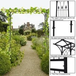 Costway Garden Wedding Rose Arch Pergola Archway Flowers Climbing Plants Trellis Metal -Garden & Outdoors GUEST abd30c80 3947 42f6 a6ca 5f0745d32a83