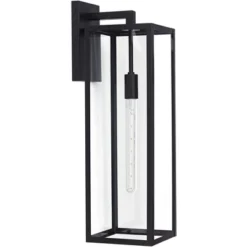 John Timberland Modern Industrial Outdoor Wall Light Fixture Mystic Black 27" Clear Glass Panels For Exterior Barn Deck House Porch Yard Patio Garage -Garden & Outdoors GUEST abd400a6 bddf 4dd8 b46e 0247636715d2