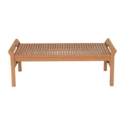 Stamford 2pc Eucalyptus Wood Outdoor Bench With Coffee Table - Natural - Alaterre Furniture -Garden & Outdoors GUEST ad3ea85b 6333 479a b403 79878625845d