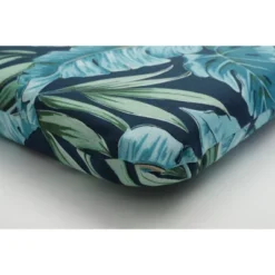 Set Of 2 Outdoor/Indoor Rounded Corners Seat Cushions Tortola Midnight Blue - Pillow Perfect