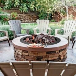 Costway 36 Inch Round Steel Fire Pit Ring Liner DIY Wood Burning Insert