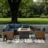 Bradenton 5pc Outdoor Wicker Seating With Fire Table - Crosley -Garden & Outdoors GUEST b09b4afe 4ffb 4393 8493 97ab42c92d07