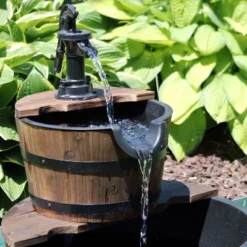 Sunnydaze Decor Sunnydaze 23"H Electric Fir Wood 2-Tier Farmhouse Barrel With Metal Decorative Hand Pump Outdoor Water Fountain 15 Sunnydaze Decor Sunnydaze 23"H Electric Fir Wood 2-Tier Farmhouse Barrel With Metal Decorative Hand Pump Outdoor Water Fountain -Garden & Outdoors GUEST b0abafc3 c8da 491e 95e2 f6a56d033f16