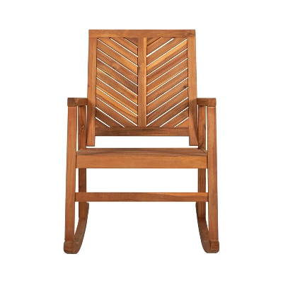 Ned Modern Chevron-Back Acacia Wood Patio Outdoor Rocking Chair - JONATHAN Y 5 Ned Modern Chevron-Back Acacia Wood Patio Outdoor Rocking Chair - JONATHAN Y - Image 3