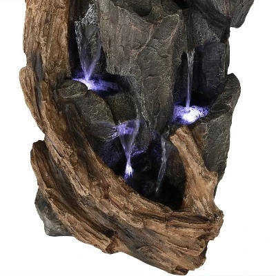 Sunnydaze Decor Sunnydaze 35"H Electric Polyresin Cascading Mountainside Outdoor Water Fountain With LED Lights 6 Sunnydaze Decor Sunnydaze 35"H Electric Polyresin Cascading Mountainside Outdoor Water Fountain With LED Lights - Image 4