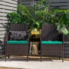 Tangkula Patio Loveseat 2 Person Cushioned Seats With Center Table Outdoor Rattan Furniture Set Turquoise/ Red -Garden & Outdoors GUEST b51f13d5 a044 45e8 b4d2 1bb0293f6214