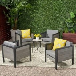 Jax 4pk Faux Wood Club Chair - Gray - Christopher Knight Home -Garden & Outdoors GUEST b622b2f3 3ee5 4e43 a888 a8c805c2ec76