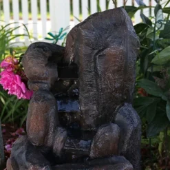 Sunnydaze Decor Sunnydaze Outdoor Solar Powered Rock Falls Water Fountain With Battery Backup, Submersible Pump, And LED Lights - 22" -Garden & Outdoors GUEST b6838559 f1d0 449c 8982 e5e2f4fb1b73