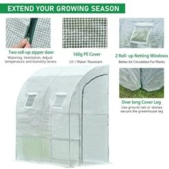 Aoodor 6.7ft. X 3.3ft. X 7.2ft. Outdoor Walk-in Greenhouse Lean To Portable Wall Two Doors