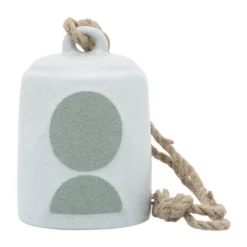 5" Ceramic Hanging Bell Circles White/Green - Sagebrook Home