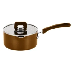 NutriChef Dana Trading 1.5Qt Saucepan W/ Lid - Non-Stick Stylish Kitchen Cookware W/ Foldable Knob