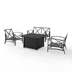 Kaplan 4pc Outdoor Conversation Set With Dante Fire Table - Oatmeal - Crosley -Garden & Outdoors GUEST b885c07b 6b1a 4253 a857 8940a8a3bb8e