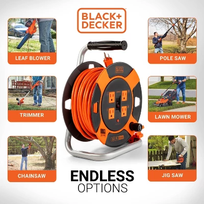 Black & Decker BLACK+DECKER 50' Cord Reel 14AWG 4 Outlets 5 Black & Decker BLACK+DECKER 50' Cord Reel 14AWG 4 Outlets - Image 3