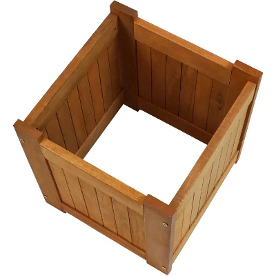 Sunnydaze Decor Sunnydaze Outside Meranti Wood Outdoor Planter Box With Teak Oil Finish For Garden, Porch And Patio - 16" Square 4 Sunnydaze Decor Sunnydaze Outside Meranti Wood Outdoor Planter Box With Teak Oil Finish For Garden, Porch And Patio - 16" Square - Image 2