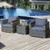 Tangkula 3-Piece Patio Wicker Conversation Set Bistro Rattan Sofa Chair With Washable Cushion Gray -Garden & Outdoors GUEST bb069ddf 6a0f 4ca9 a1d7 4c041e7ec889