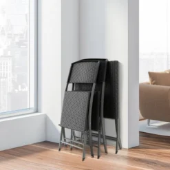 Tangkula 3PCS Patio Bistro Set Folding Wicker Chairs & Table Outdoor Patio Furniture Set -Garden & Outdoors GUEST bb64e775 4d61 43a6 be9c 4ec173c42fdc