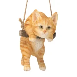 Design Toscano Orange Tabby Kitty On A Perch Hanging Cat Sculpture - Multicolored
