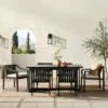7pc Modern Slatted Wood Outdoor Dining Set - Saracina Home -Garden & Outdoors GUEST bbb9be71 0c67 4e88 8406 8e929f8becb1