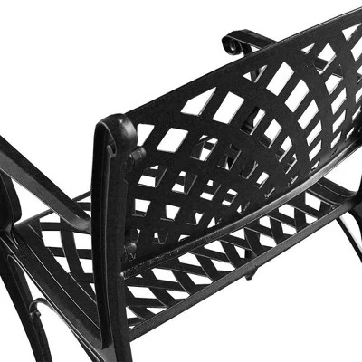 Modern Outdoor Mesh Cast Aluminum Patio Dining Chair - Black - Oakland Living 6 Modern Outdoor Mesh Cast Aluminum Patio Dining Chair - Black - Oakland Living - Image 4