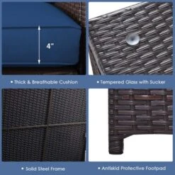 Costway 6PCS Patio Rattan Furniture Set 32'' Fire Pit Table Tank Holder With Cover Beige/Navy/Red/Turquoise -Garden & Outdoors GUEST bd6b859c ff99 4510 9bc0 7c12d450aea1