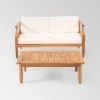 Aston 2pc Acacia Mid-Century Modern Loveseat Set - Teak/Cream - Christopher Knight Home -Garden & Outdoors GUEST be0651e8 ab24 4623 8668 186c9dd3fff2