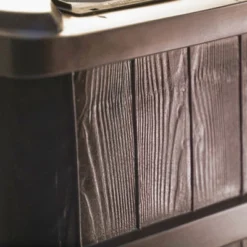 FCMP Outdoor WG4000 45 Gallon Wood Grain Outdoor Home Rain Water Catcher Barrel Flat Back Container With Spigots And Mesh Screen, Brown -Garden & Outdoors GUEST be63cbdf ff02 4180 a546 08398fa3d116