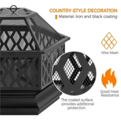 Yaheetech 28" Steel Fire Pit Outdoor Fireplace, Black 12 Yaheetech 28" Steel Fire Pit Outdoor Fireplace, Black -Garden & Outdoors GUEST c02f69d0 484b 4af4 8e5d 771119b894a7