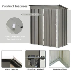 Patio 5ft X 3ft Garden Shed, Metal Lean-to Storage Shed With Lockable Door-ModernLuxe -Garden & Outdoors GUEST c06b197f 0545 4e44 95ba 2b085cf9be8c