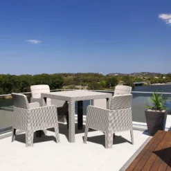 Lucca 5pc Dining Set With Cushions - Gray/Beige - DUKAP