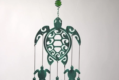 Dawhud Direct 31" H Rustic Sea Green Turtles Wind Chimes 5 Dawhud Direct 31" H Rustic Sea Green Turtles Wind Chimes - Image 3