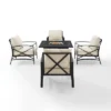 Kaplan 5pc Outdoor Conversation Set With Dante Fire Table & 4 Arm Chairs - Oatmeal - Crosley -Garden & Outdoors GUEST c416c8a3 f7b1 45e0 9376 9ed2855da675