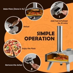 Costway Wood Pellet Pizza Oven Pizza Maker Portable Outdoor Pizza Stone W/ Foldable Leg -Garden & Outdoors GUEST c5288141 6c37 4cf7 a4c6 2e13e86082f9