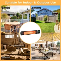 Costway Wall-Mounted Patio Heater 750W/1500W Infrared Heater With 9-Level Adjustable 24H Timer & Remote Control Black 17 Costway Wall-Mounted Patio Heater 750W/1500W Infrared Heater With 9-Level Adjustable 24H Timer & Remote Control Black -Garden & Outdoors GUEST c613233e 8da6 4da6 b473 2c8f9e936542