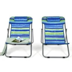 Tangkula 2 PCS Beach Chair Lounger Reclining Folding Chair W/3-Position Adjustable Backrest Blue/Orange/Green -Garden & Outdoors GUEST c690da7d e2d7 45ee 9a6c 0b76e15dba9c