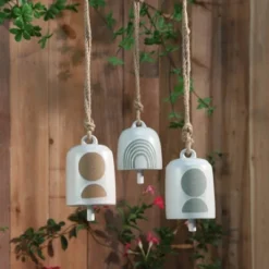 5" Ceramic Hanging Bell Circles White/Green - Sagebrook Home -Garden & Outdoors GUEST c7010878 8a23 4b84 9932 ab41d36fee14