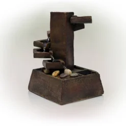 11" Resin Tiered Stone Eternity Tabletop Fountain Brown - Alpine Corporation -Garden & Outdoors GUEST c7f18b80 8bfd 4135 b2fe 01cc8ac4f16d