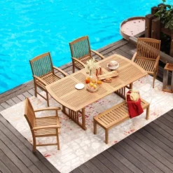 Auburn Outdoor Teak Wood Extendable Rectangle Dining Table - Cambridge Casual
